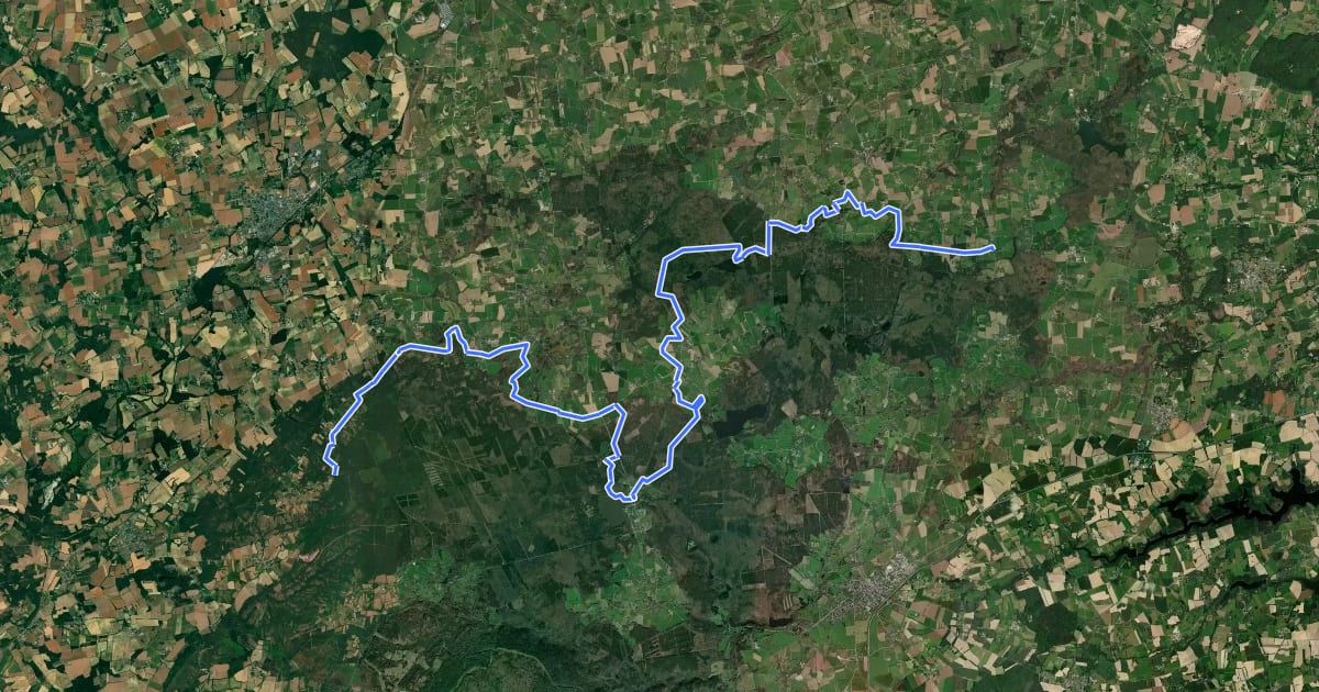 Маршрут Tour de Brocéliande, partie nord на спутниковом снимке