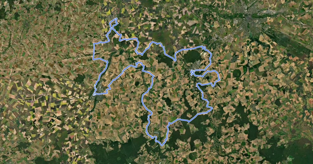 Маршрут Tour de la Champagne Berichonne на спутниковом снимке