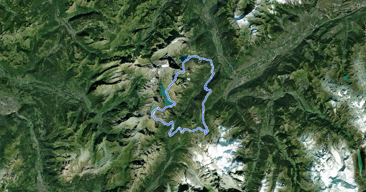 Маршрут Tour de la Vallée du Trient на спутниковом снимке