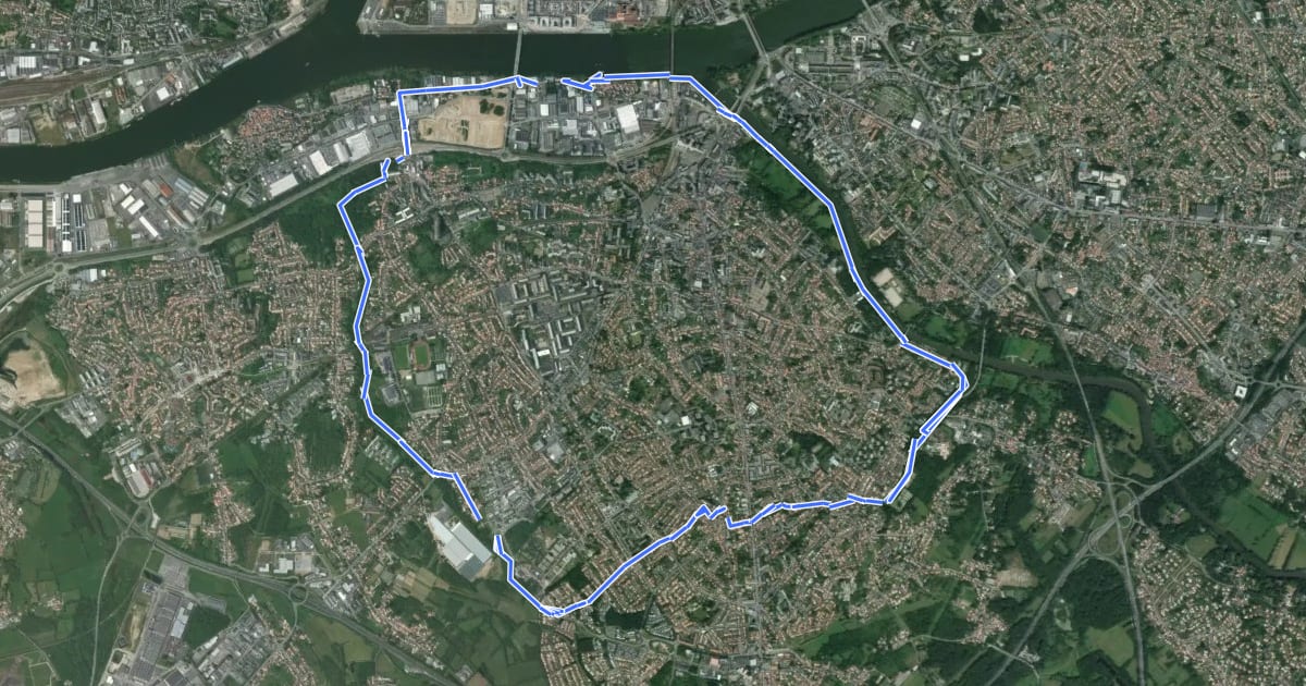 Маршрут Tour de Rezé на спутниковом снимке