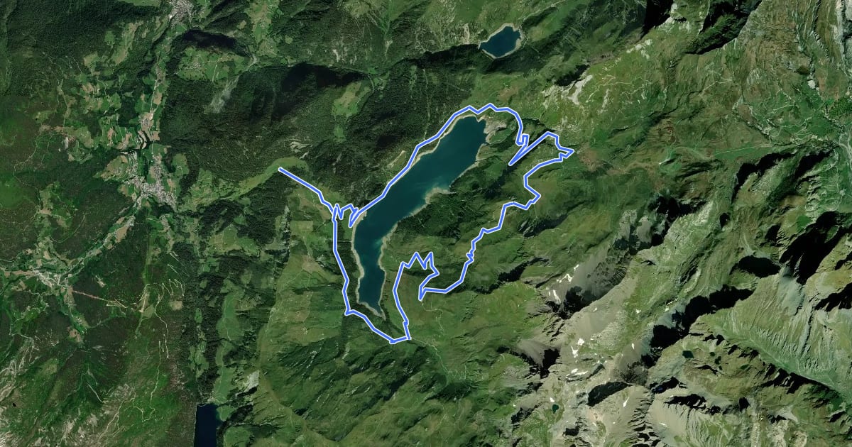 Маршрут Tour de Roselend на спутниковом снимке
