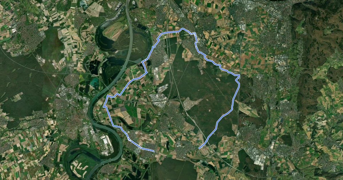 Маршрут Tour de Spargel - Abschnitt Neulußheim-Schwetzingen-Reilingen на спутниковом снимке