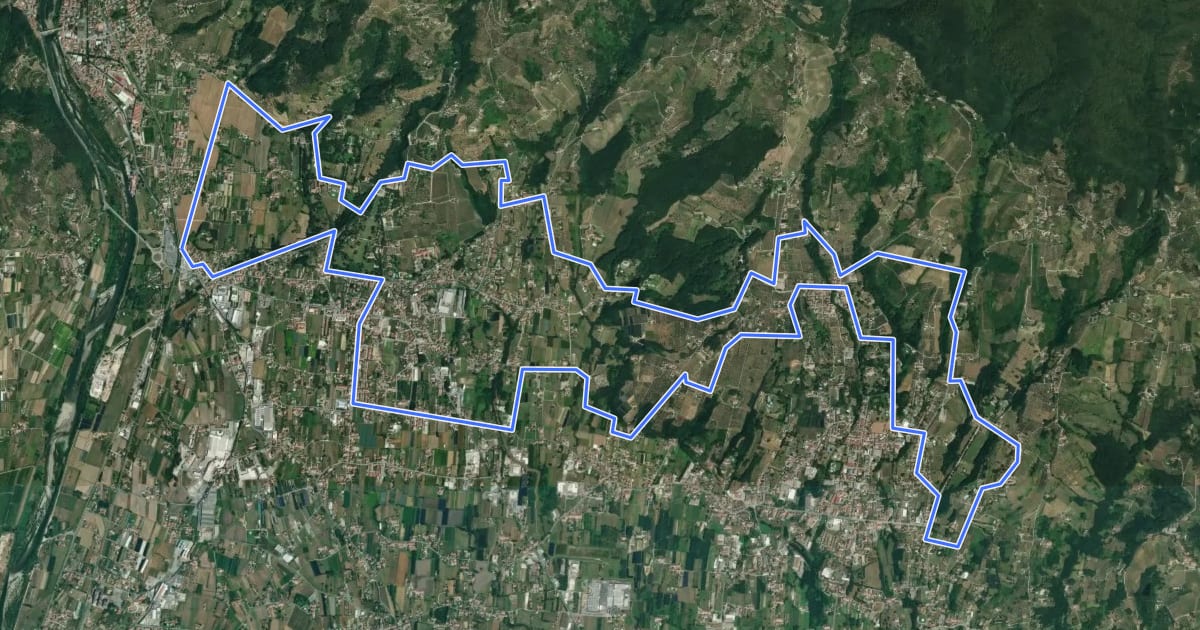 Маршрут Tour delle Ville на спутниковом снимке