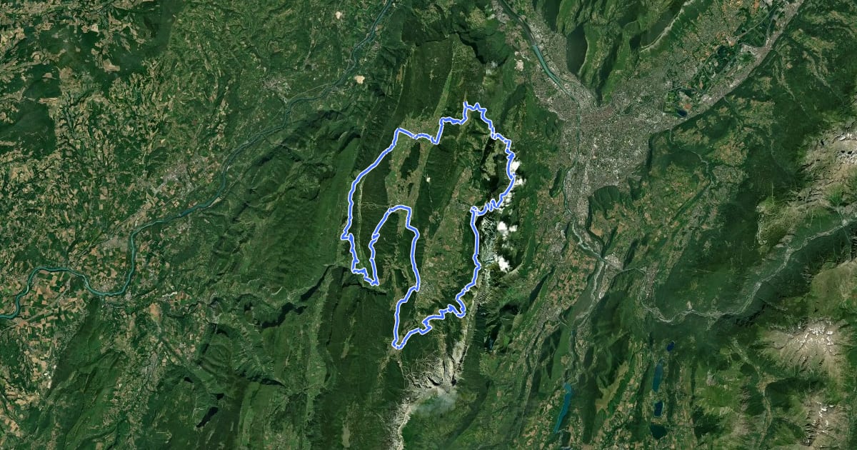 Маршрут Tour des 4 Montagnes на спутниковом снимке
