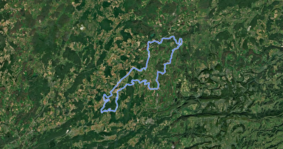 Маршрут Tour des 7 Rivières на спутниковом снимке