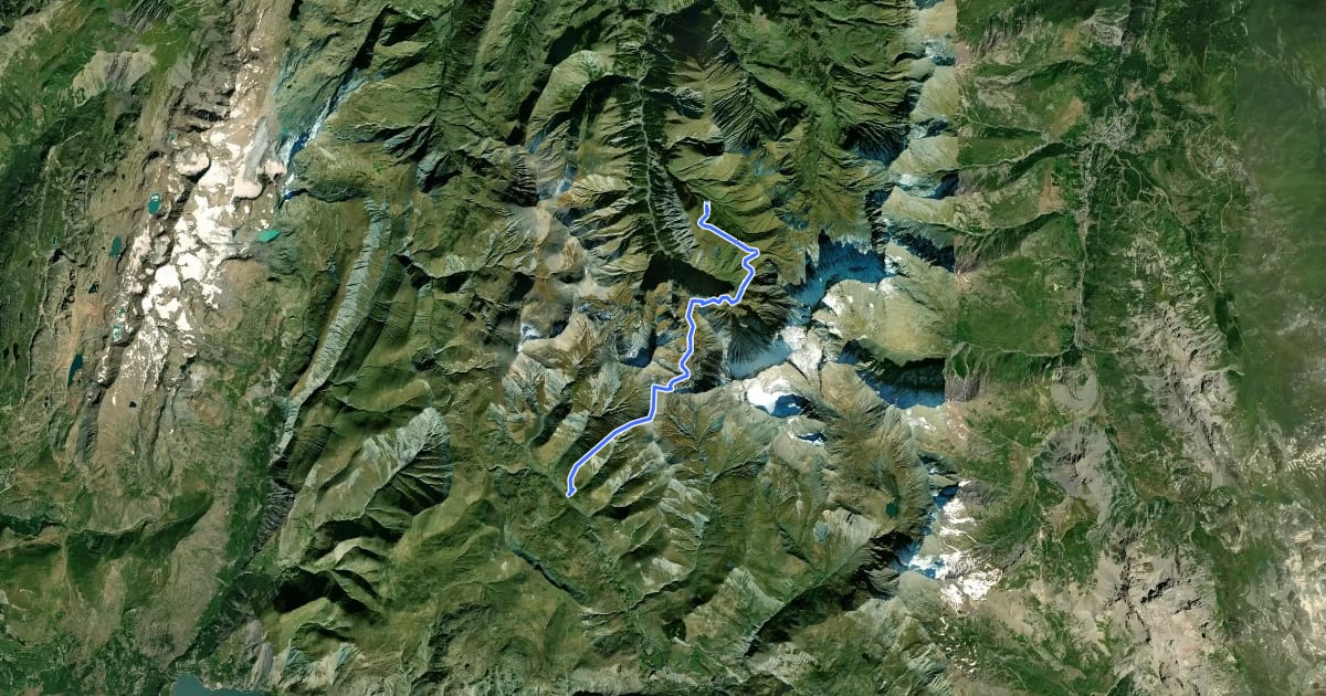 Маршрут Tour des Aiguilles d'Arves (étape 3) на спутниковом снимке