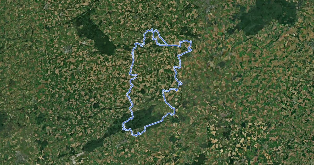 Маршрут Tour des Alpes Mancelles - Circuit n°8 - Base VTT FFC du Gasseau на спутниковом снимке