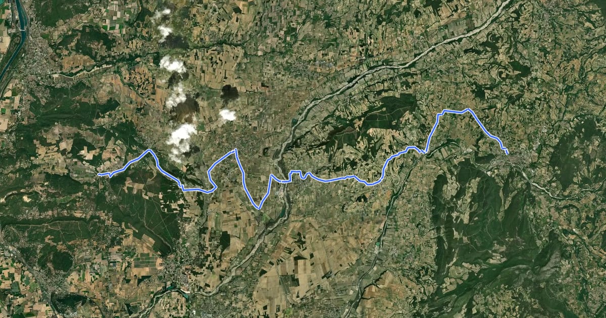 Маршрут Tour des Côtes-du-Rhône à vélo (variante liaison Nord Vaison la Romaine-Rochegude) на спутниковом снимке
