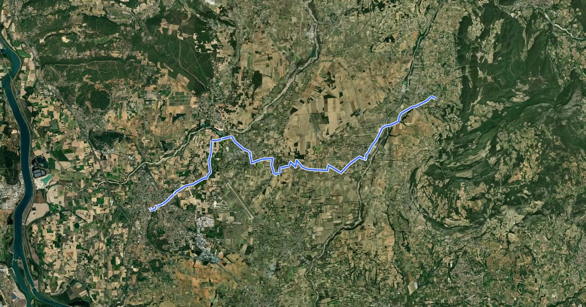 Маршрут Tour des Côtes-du-Rhône à vélo (variante liaison Sud Sablet-Orange) на спутниковом снимке