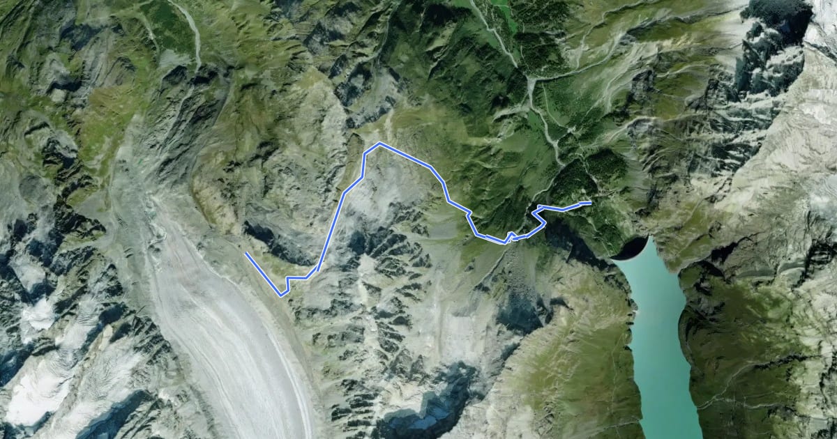 Маршрут Tour des Combins - stage 4 - CABANE PANOSSIÈRE F-X BAGNOUD - MAUVOISIN на спутниковом снимке