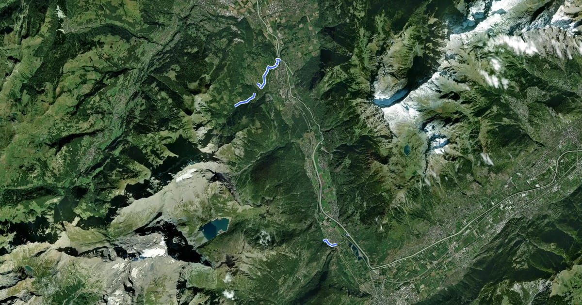 Маршрут Tour des Deux Rives на спутниковом снимке