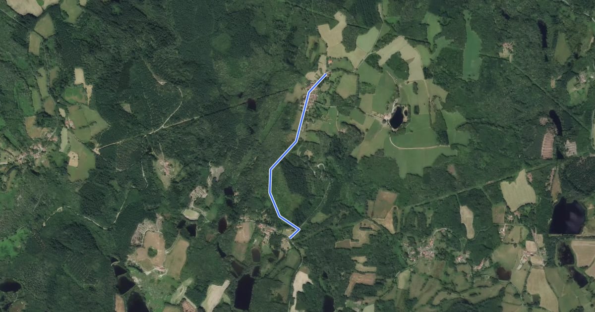 Маршрут Tour des Monts de Blond - variante Villerajouze на спутниковом снимке