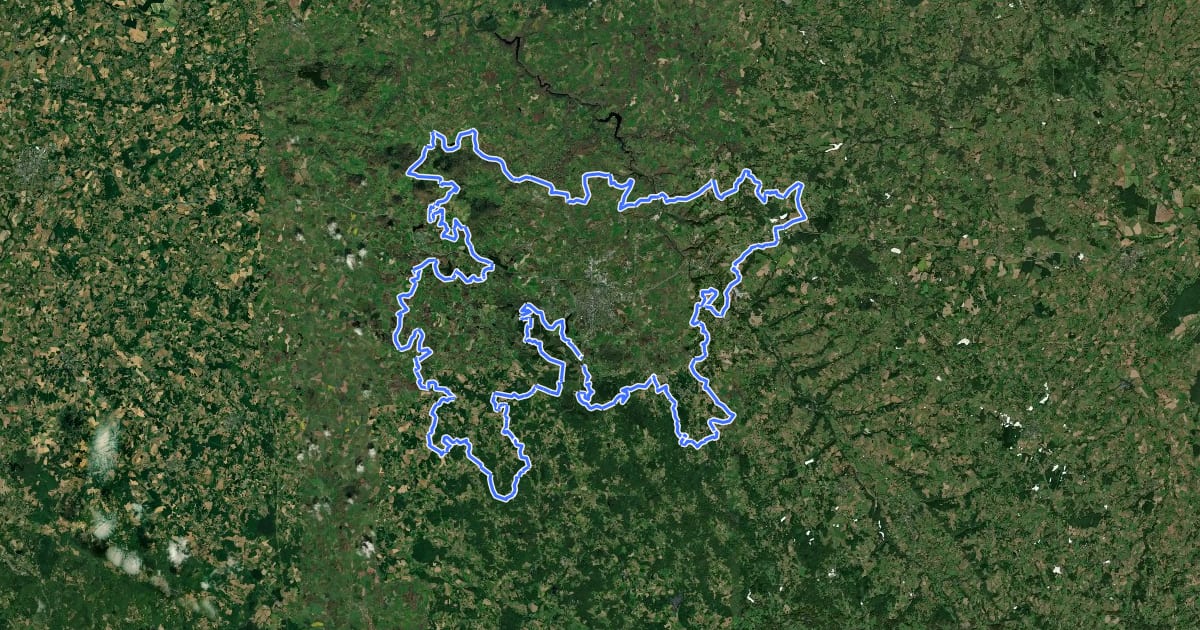 Маршрут Tour des Monts de Guéret на спутниковом снимке