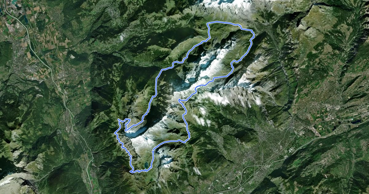 Маршрут Tour des Muverans на спутниковом снимке