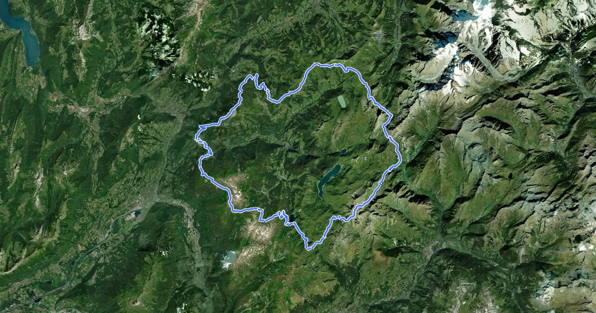 Маршрут Tour du Beaufortain на спутниковом снимке