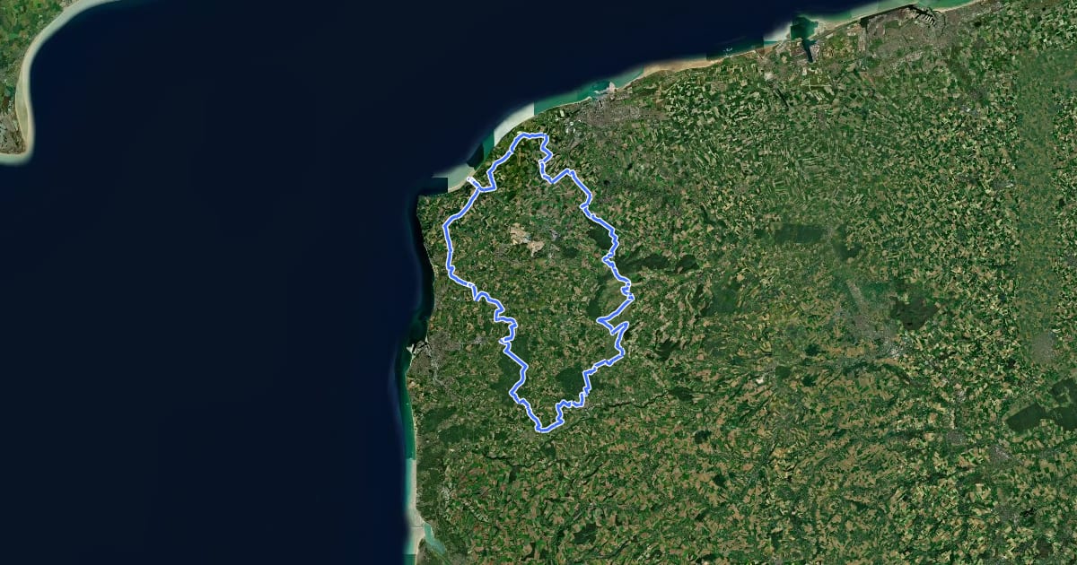 Маршрут Tour du Boulonnais на спутниковом снимке