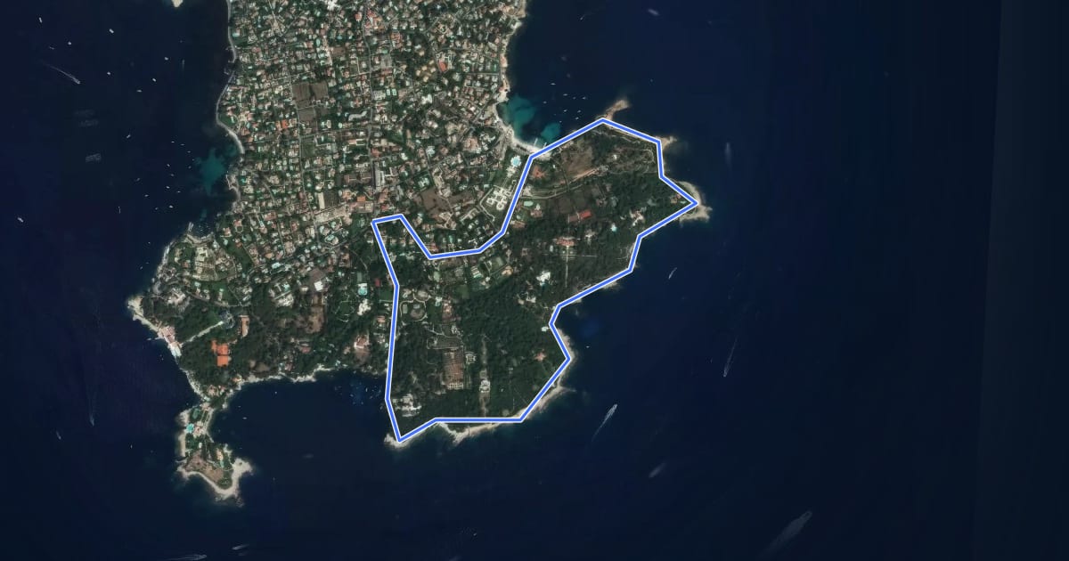 Маршрут Tour du Cap d'Antibes на спутниковом снимке