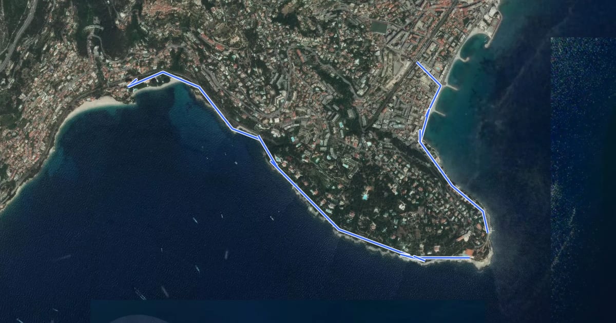 Маршрут Tour du cap Martin на спутниковом снимке