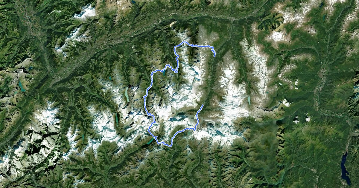 Маршрут Tour du Cervin на спутниковом снимке