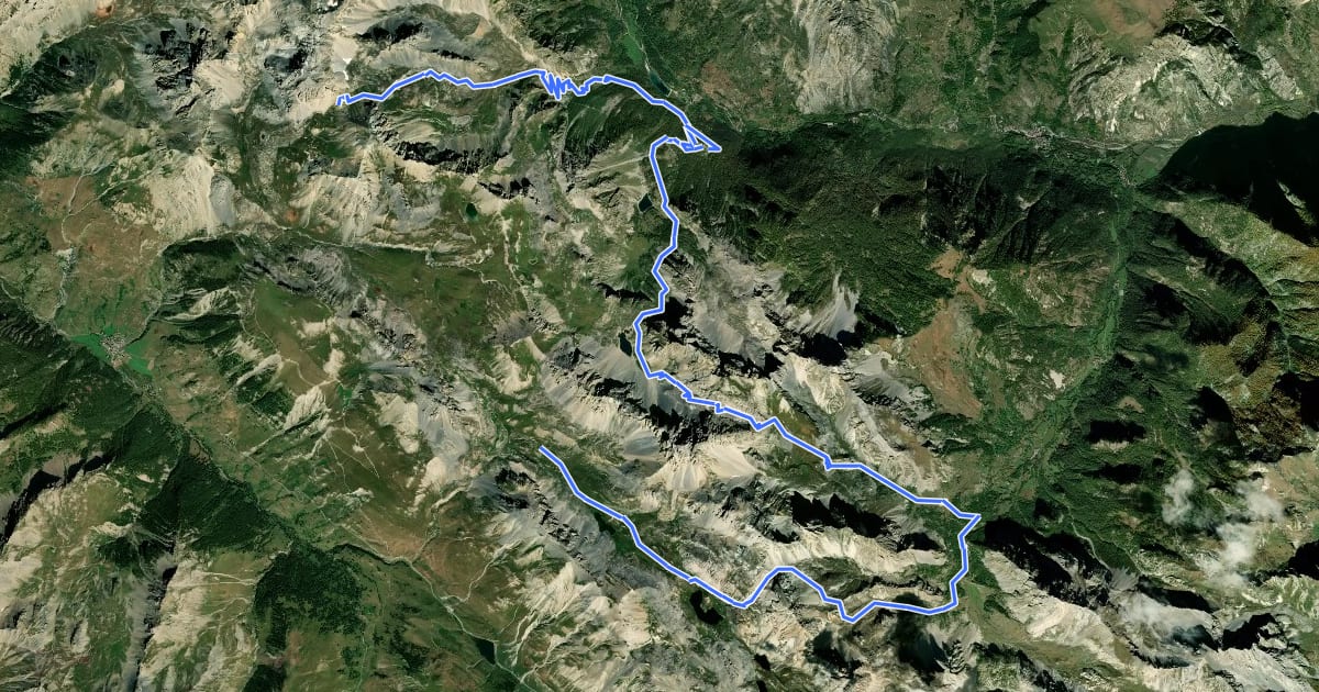 Маршрут Tour du Chambeyron на спутниковом снимке