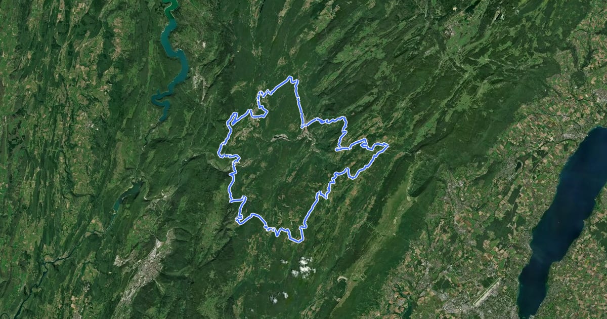 Маршрут Tour du Haut Jura Sud на спутниковом снимке