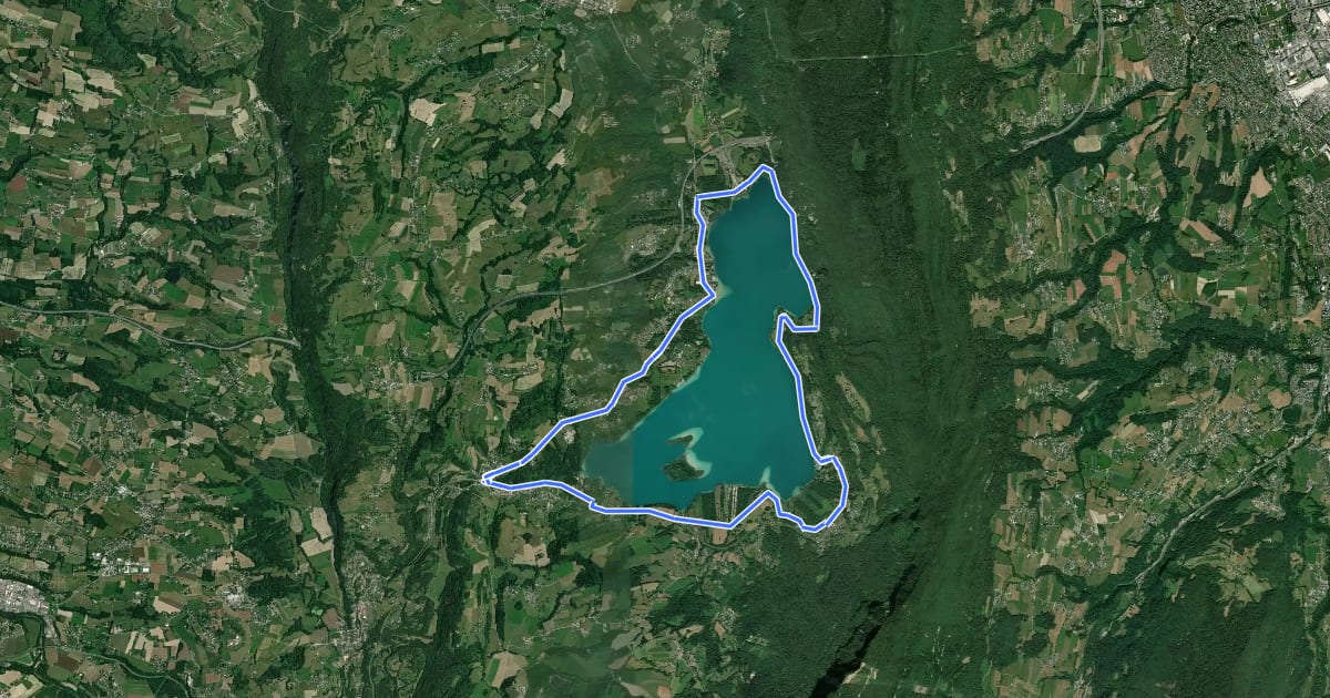 Маршрут Tour du lac d'Aiguebelette à vélo на спутниковом снимке