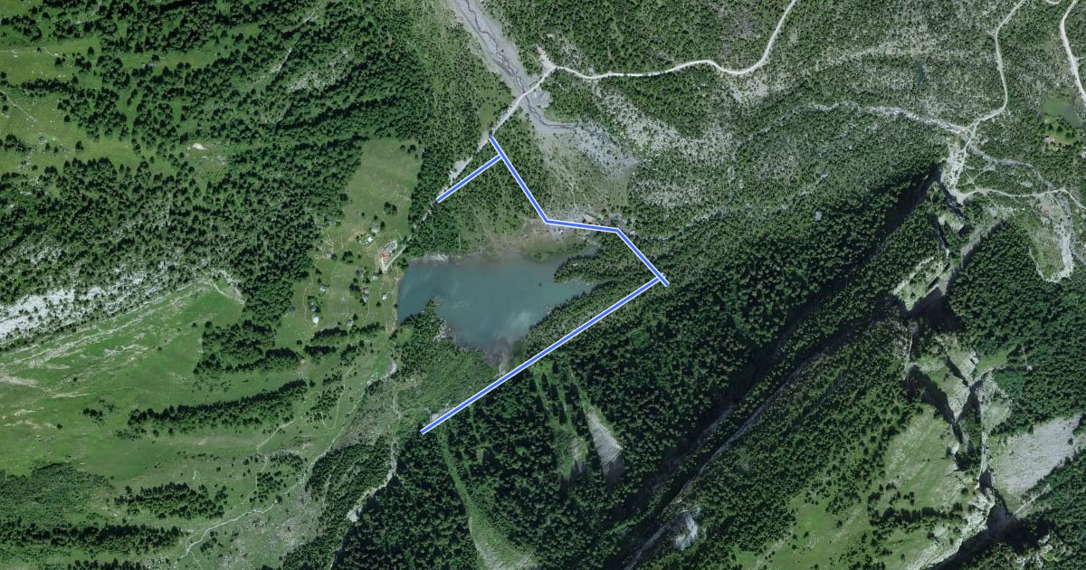 Маршрут Tour du lac de Derborence на спутниковом снимке
