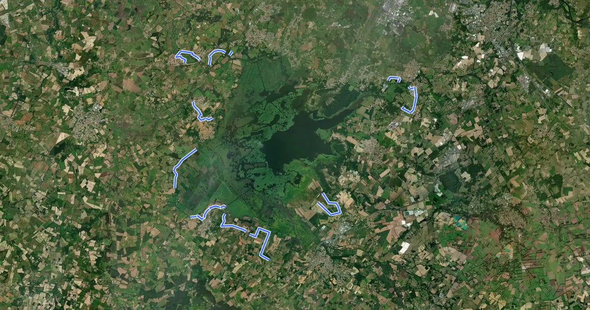 Маршрут Tour du Lac de Grand Lieu - Variantes d'hiver et jonctions на спутниковом снимке