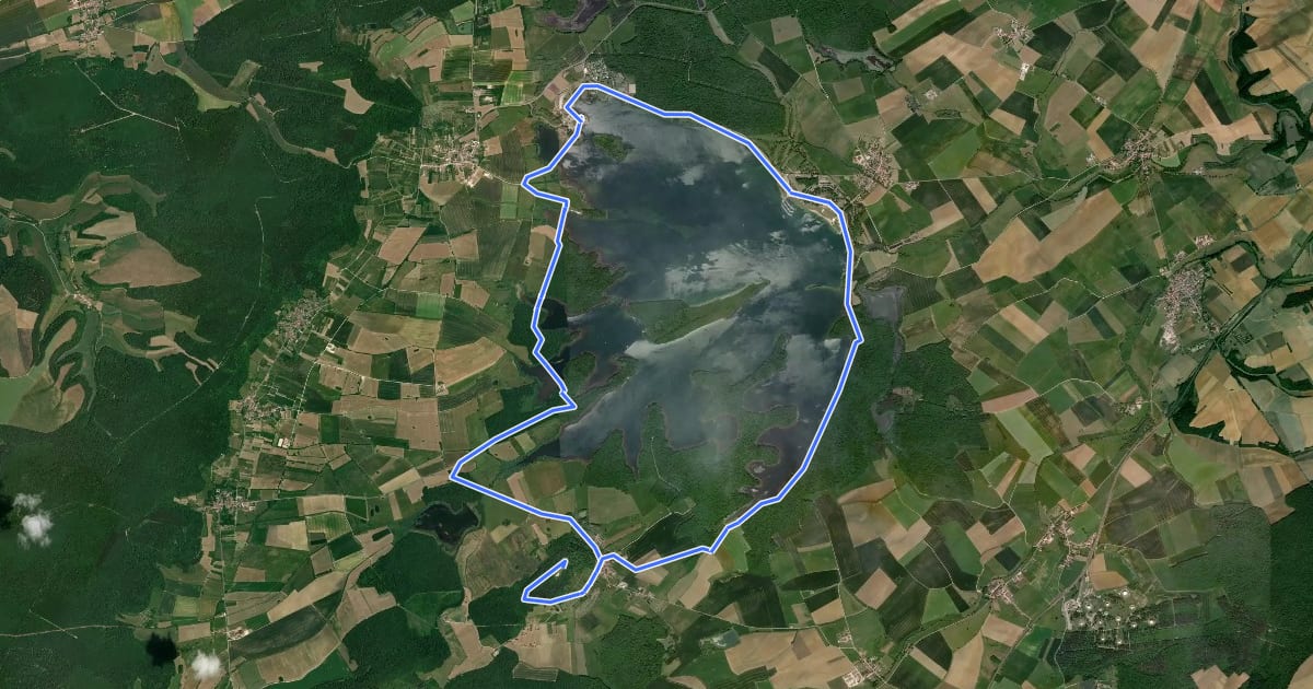 Маршрут Tour du lac de Madine на спутниковом снимке