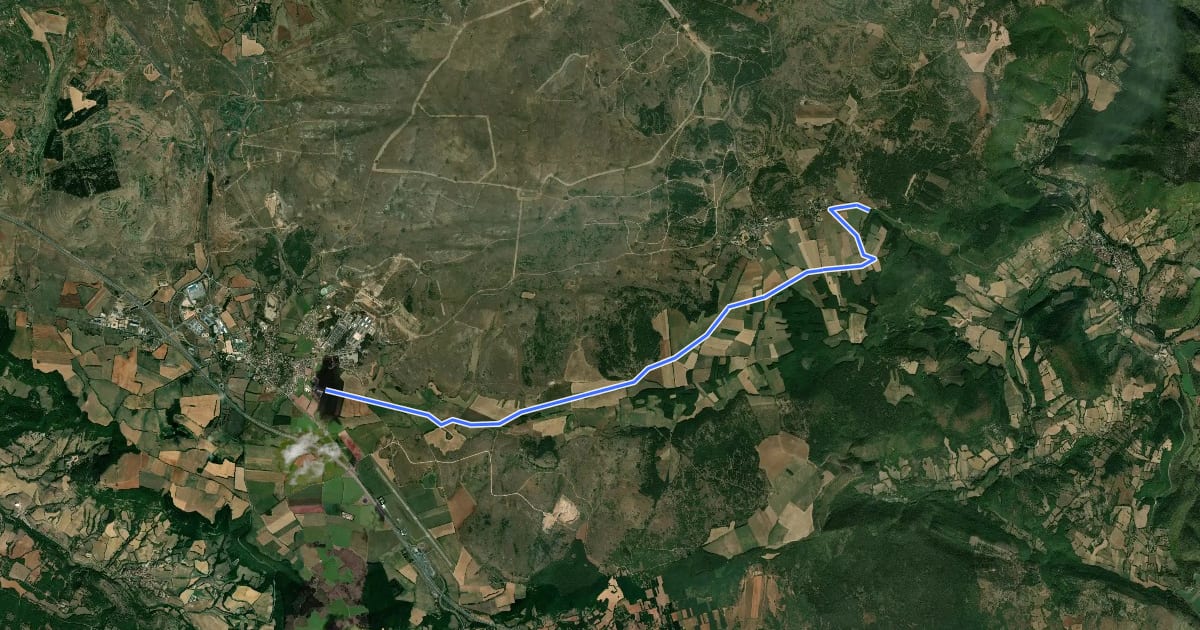 Маршрут Tour du Larzac - variante Les Liquisses на спутниковом снимке