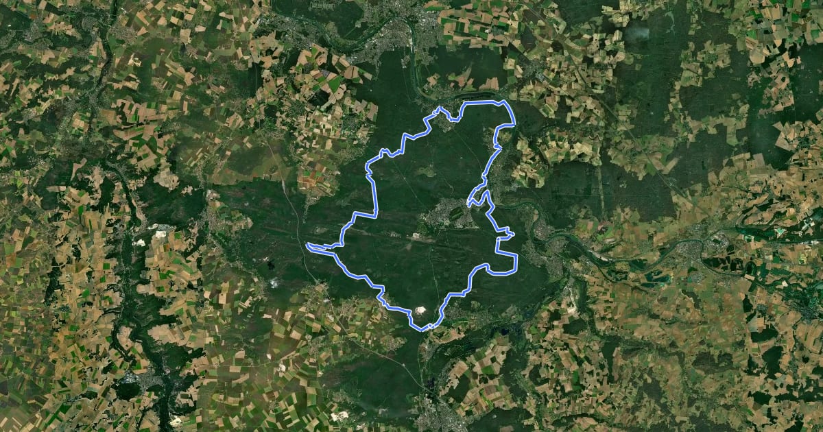 Маршрут Tour du Massif de Fontainebleau на спутниковом снимке