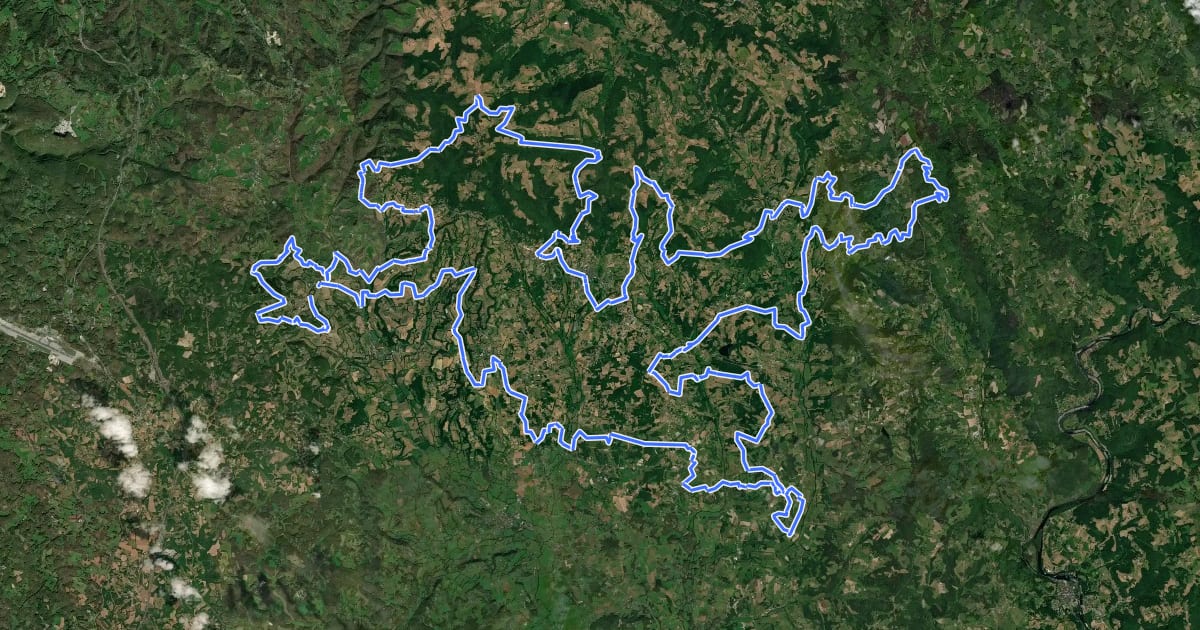 Маршрут Tour du Midi Corrézien на спутниковом снимке