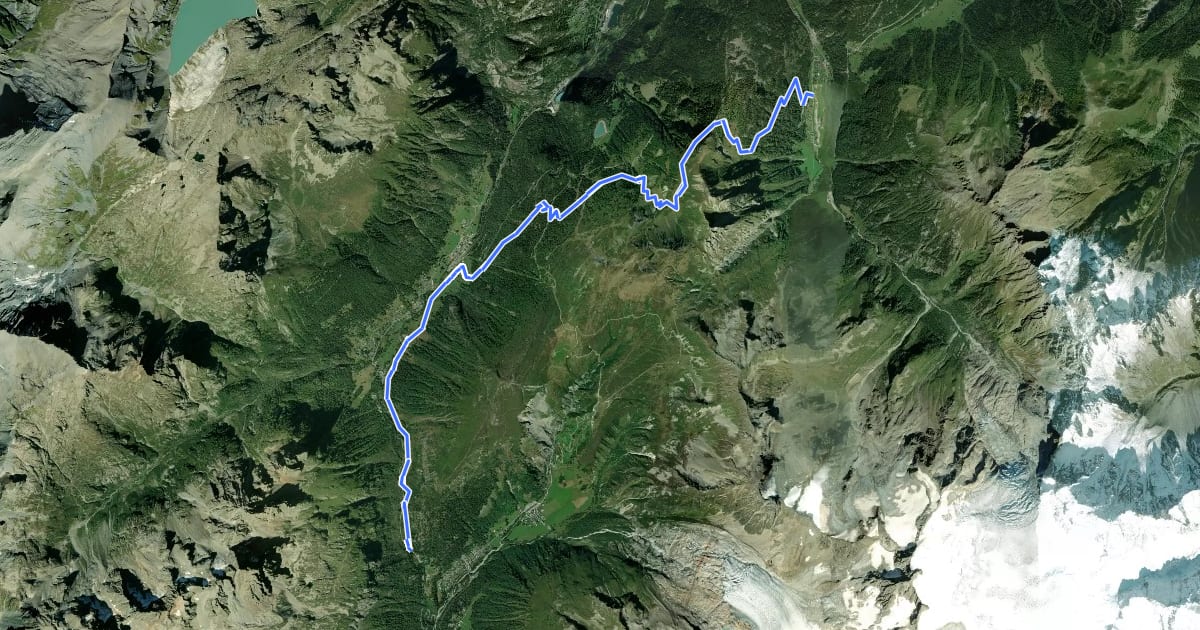 Маршрут Tour Du Mont Blanc - Variante de Vallorcine на спутниковом снимке