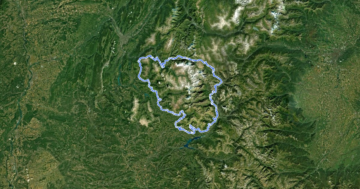 Маршрут Tour du Parc National des Écrins на спутниковом снимке