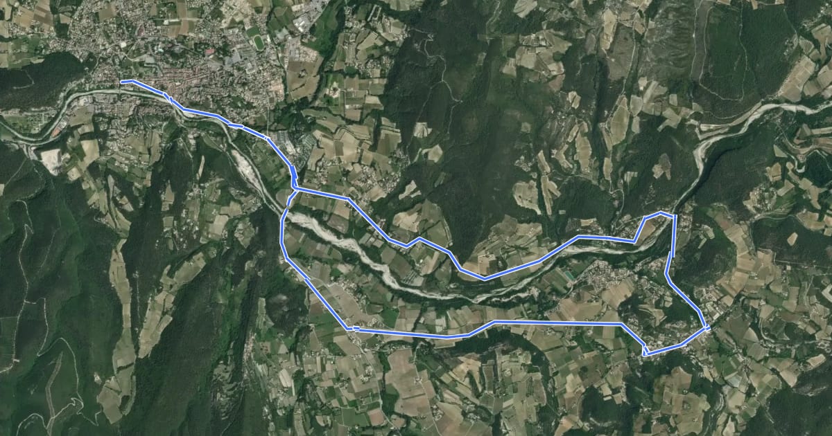 Маршрут Tour du Pays Vaison Ventoux (variante liaison Vaison-Entrechaux) на спутниковом снимке