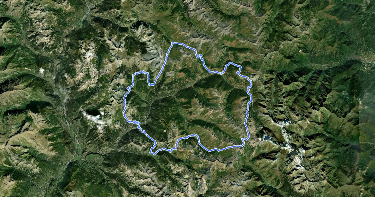 Маршрут Tour du Queyras на спутниковом снимке