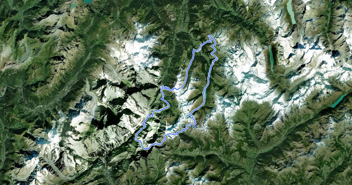 Маршрут Tour du Saint-Bernard на спутниковом снимке