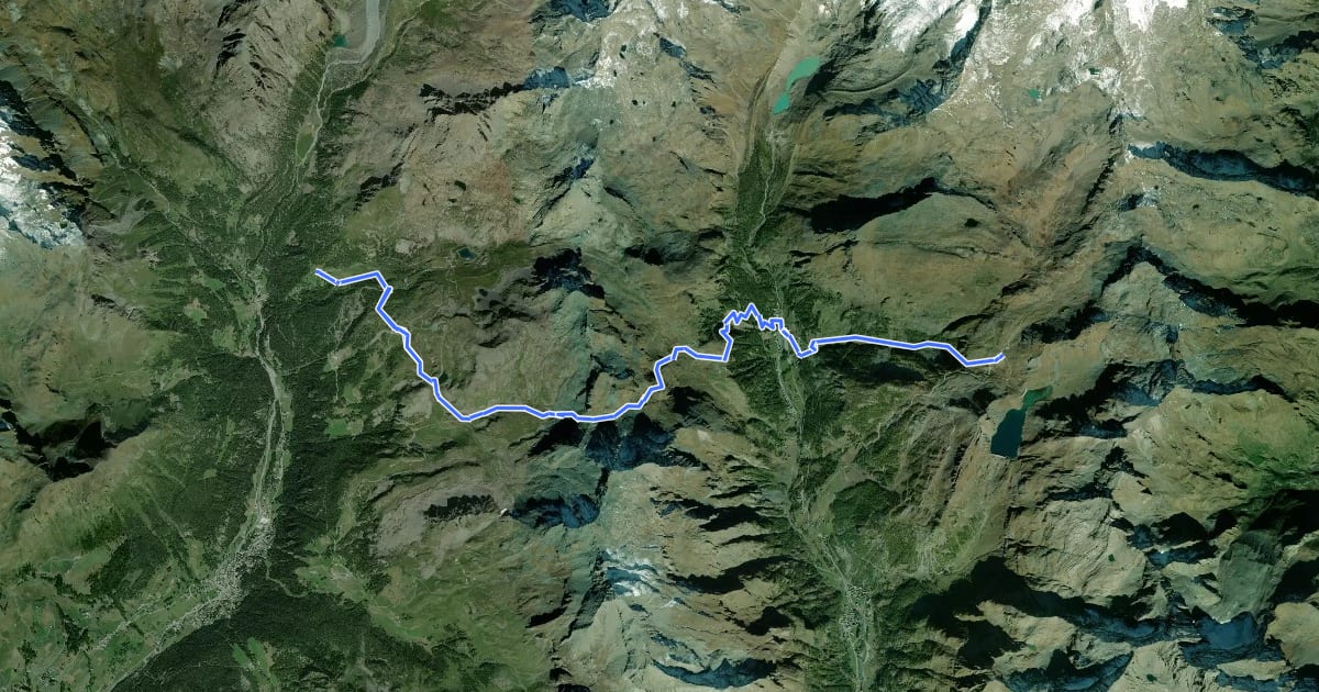 Маршрут Tour Monte Rosa tappa 3 на спутниковом снимке