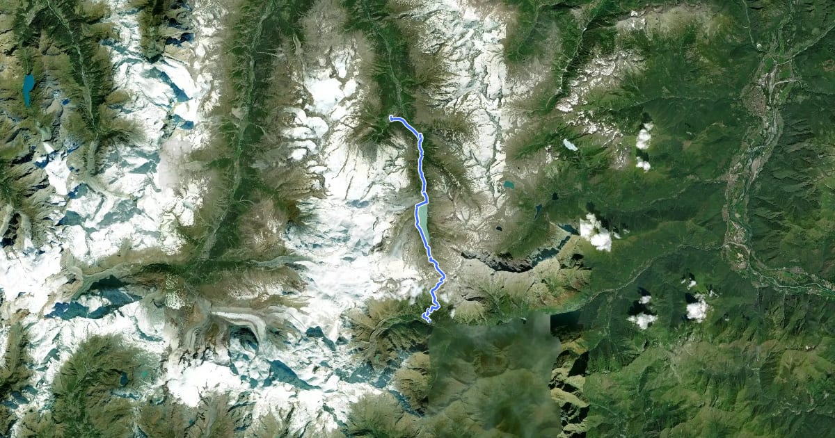 Маршрут Tour Monte Rosa tappa 6 на спутниковом снимке