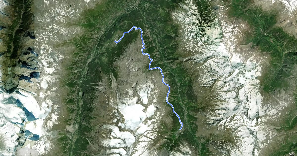 Маршрут Tour Monte Rosa tappa 7 на спутниковом снимке
