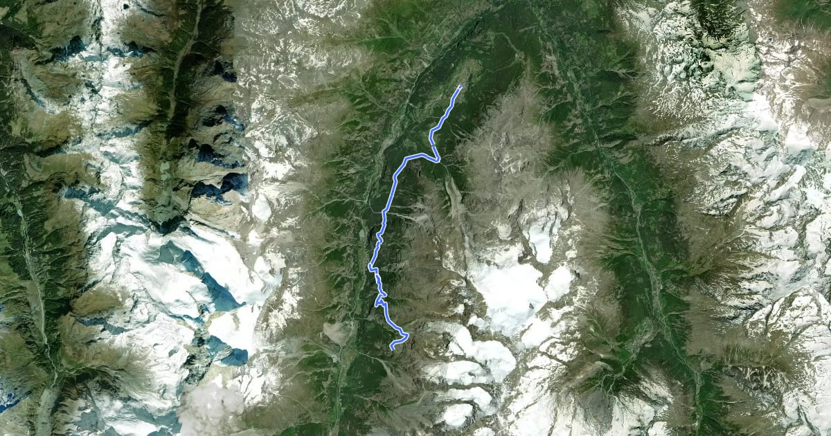 Маршрут Tour Monte Rosa tappa 8 на спутниковом снимке