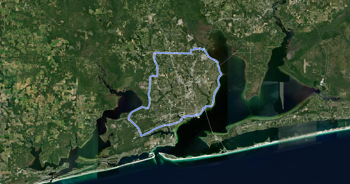 Маршрут Tour of Pensacola на спутниковом снимке