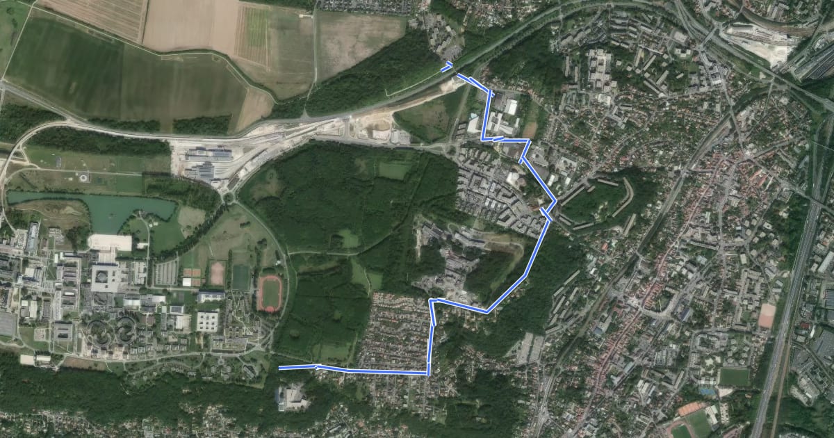 Маршрут Tour Plateau Saclay на спутниковом снимке