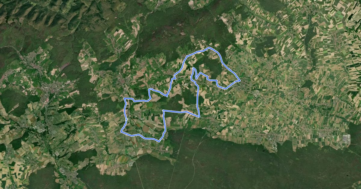 Маршрут Tour-Velo bleu на спутниковом снимке