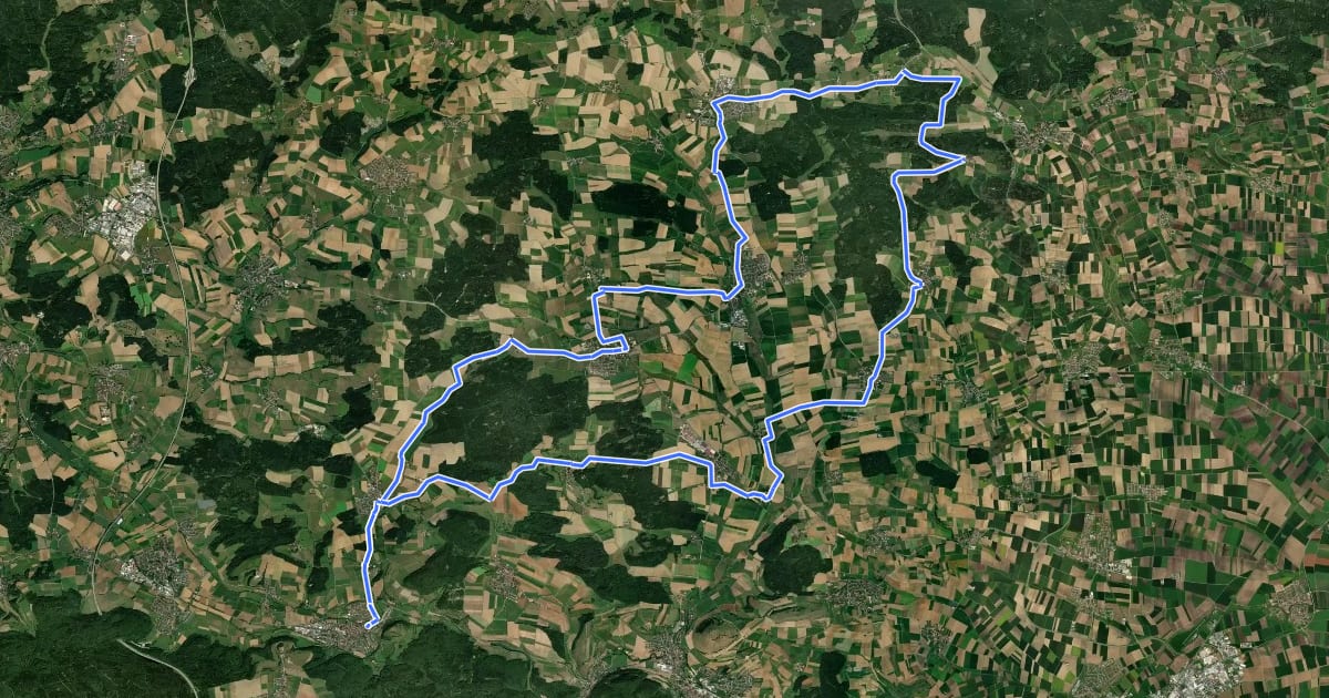 Маршрут Tour zwischen Jagst und Romantischer Straße на спутниковом снимке