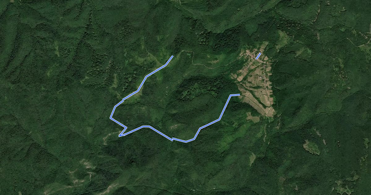 Маршрут Tourist path (green dot) на спутниковом снимке