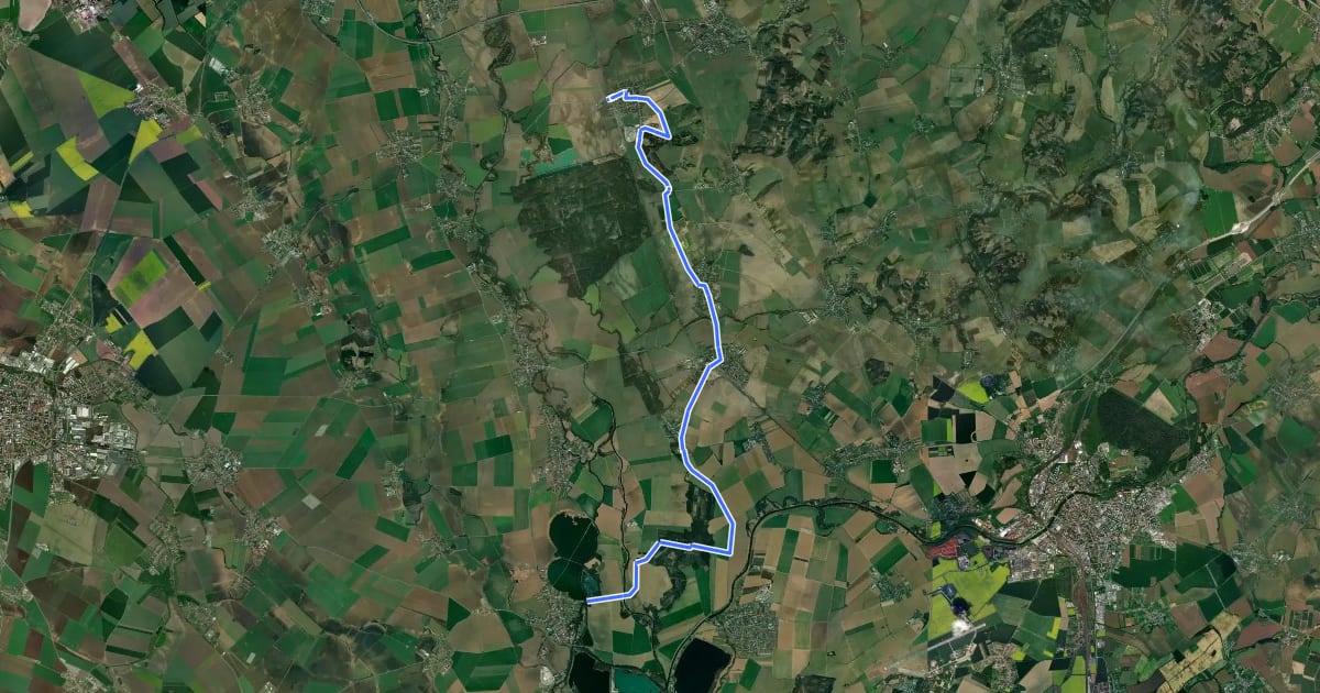Маршрут Tovačov - Krčmaň (pískovny), napojení na 6061 на спутниковом снимке