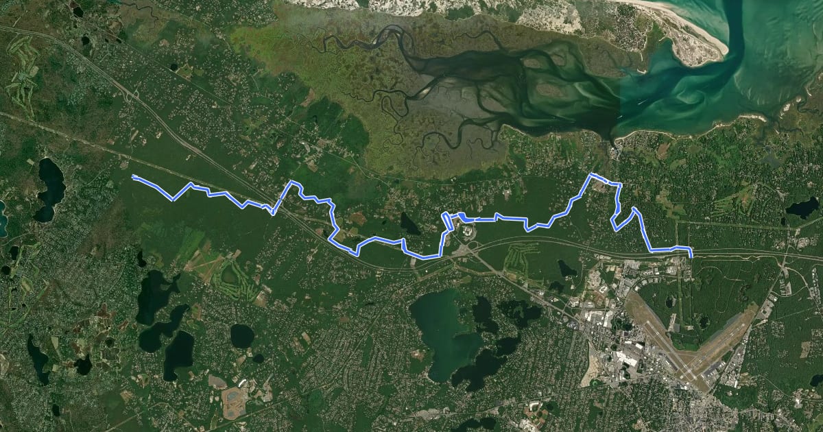 Маршрут Town of Barnstable Main Trail на спутниковом снимке