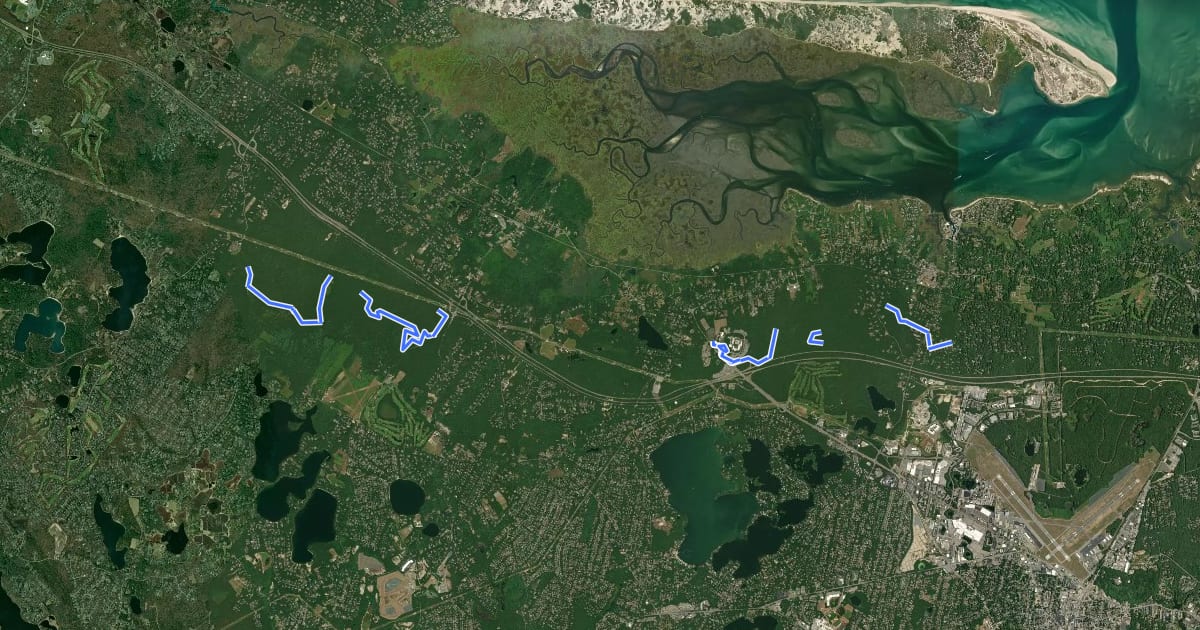 Маршрут Town of Barnstable South Loop на спутниковом снимке