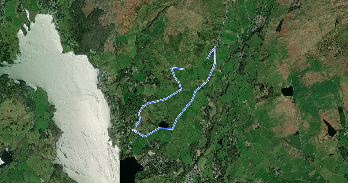 Маршрут Townend and Troutbeck Valley Walk, Windermere на спутниковом снимке